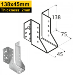 Heavy Duty Galvanised Face Fix Joist Hanger - 2mm Thick