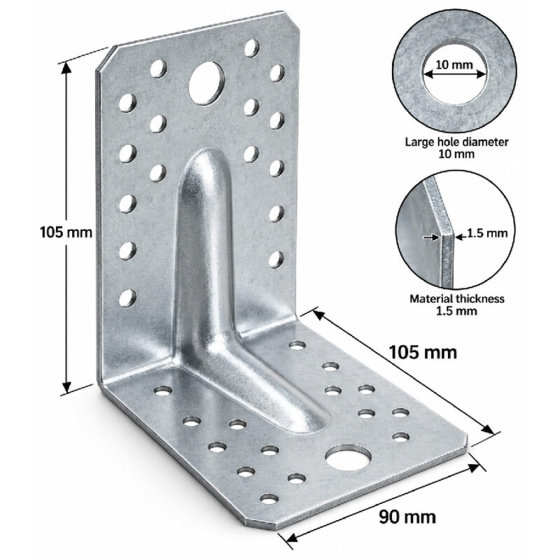 Heavy Duty Galvanised Reinforced Angle Bracket