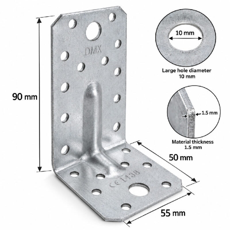 Heavy Duty Galvanised Reinforced Angle Bracket