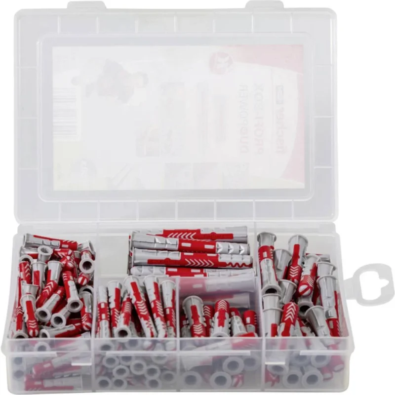 Heavy Duty Fischer Large Assorted Set of Wall Plugs Box of 132 Pieces Raw Plugs