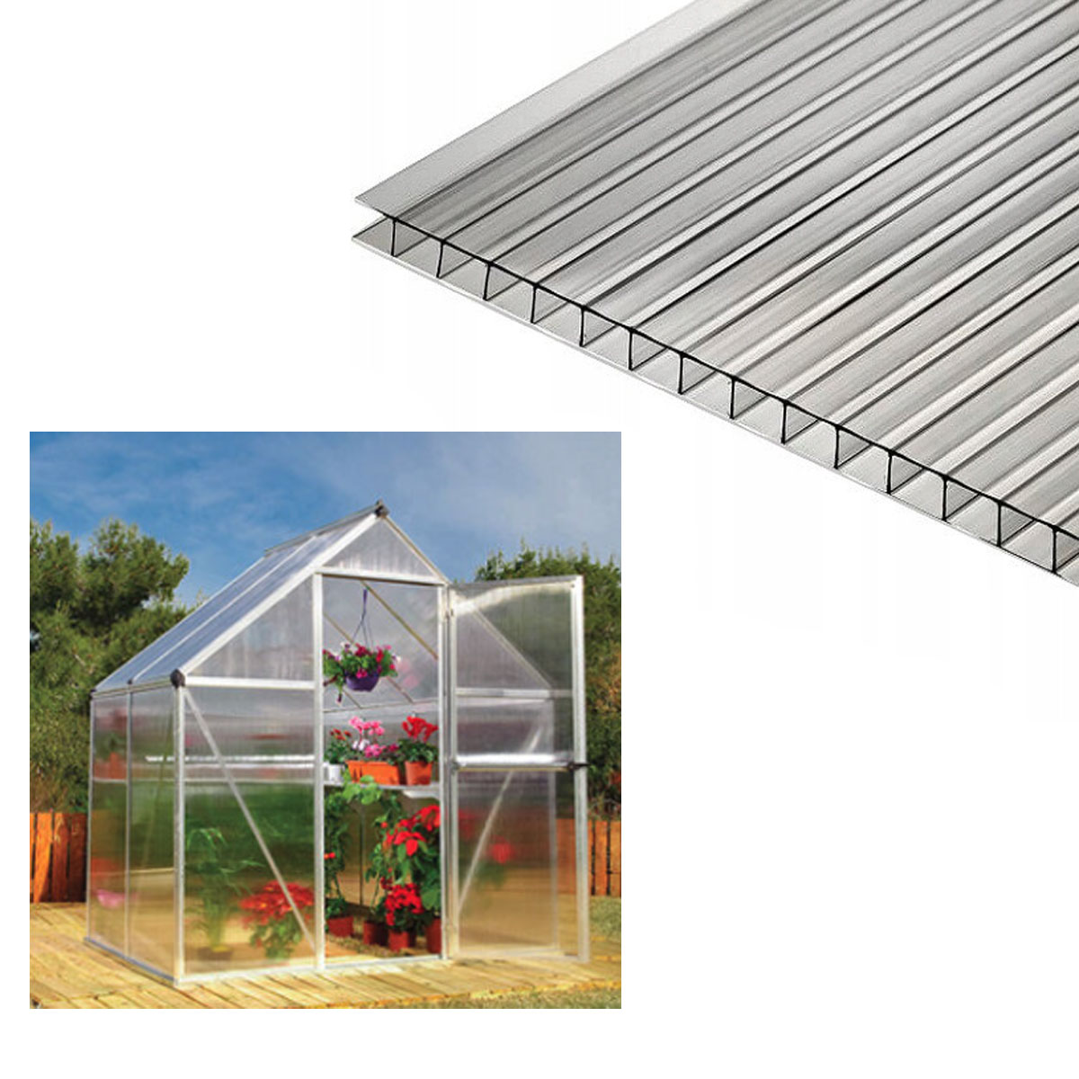 4mm Greenhouse Polycarbonate Sheets Glazing Replacement Repair Panels