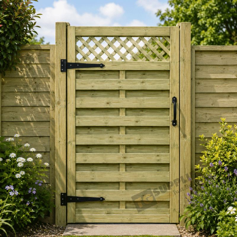 Premium Pressure Treated Tanalised Trellis Top Robin Garden Gate 900x1800mm