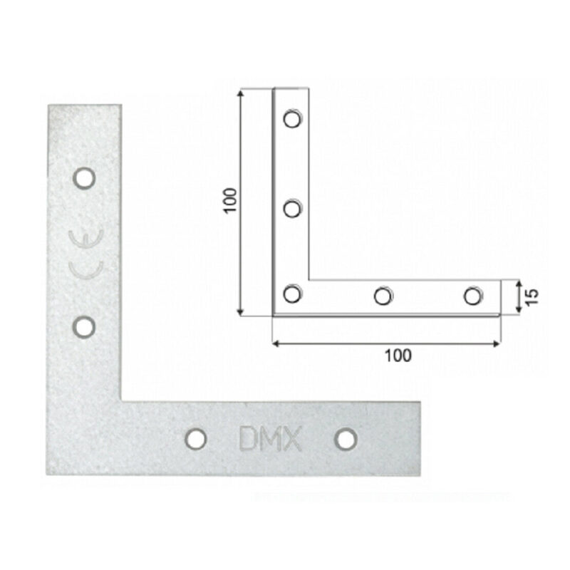 Galvanised Steel Flat Right Angle Bracket L Shape Corner Repair Brace Mending Plate