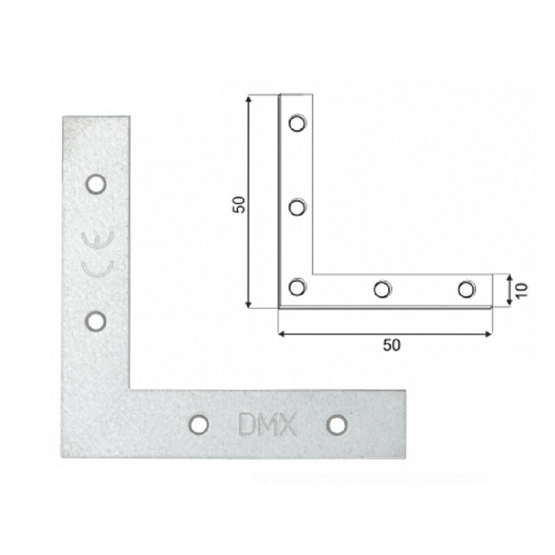 Galvanised Steel Flat Right Angle Bracket L Shape Corner Repair Brace Mending Plate