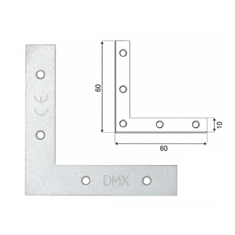 Galvanised Steel Flat Right Angle Bracket L Shape Corner Repair Brace Mending Plate
