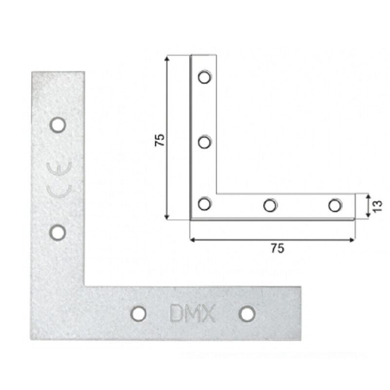 Galvanised Steel Flat Right Angle Bracket L Shape Corner Repair Brace Mending Plate