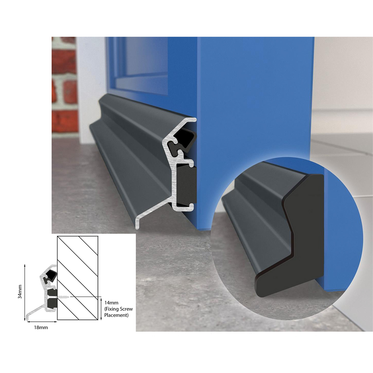 Exitex Expelex Aluminium Door Draught Excluder Rain Deflector Weather Bar Drip Seal | Various Colours Available
