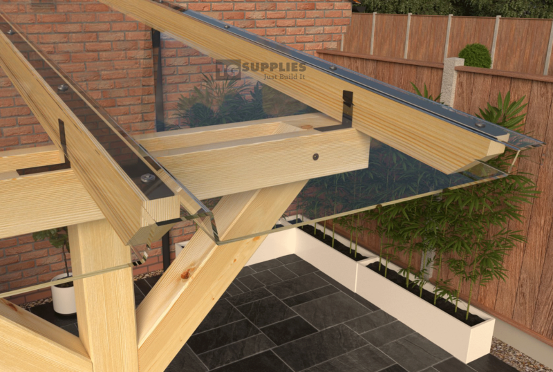 Complete Self-Assembly Lean-To Pergola SkyLite Kit With EZ Glaze Polycarbonate Roofing Sheets