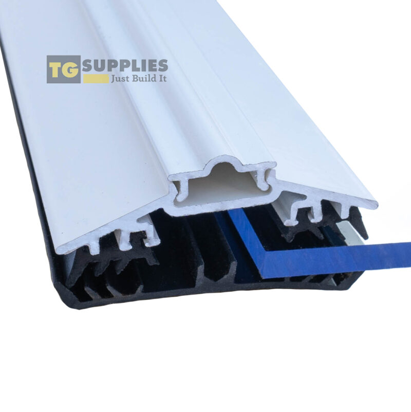 Rafter Supported 50mm Wide AluTGlaze® Aluminium Glazing Bars For Polycarbonate Sheets and Glass With Concealed Fixings