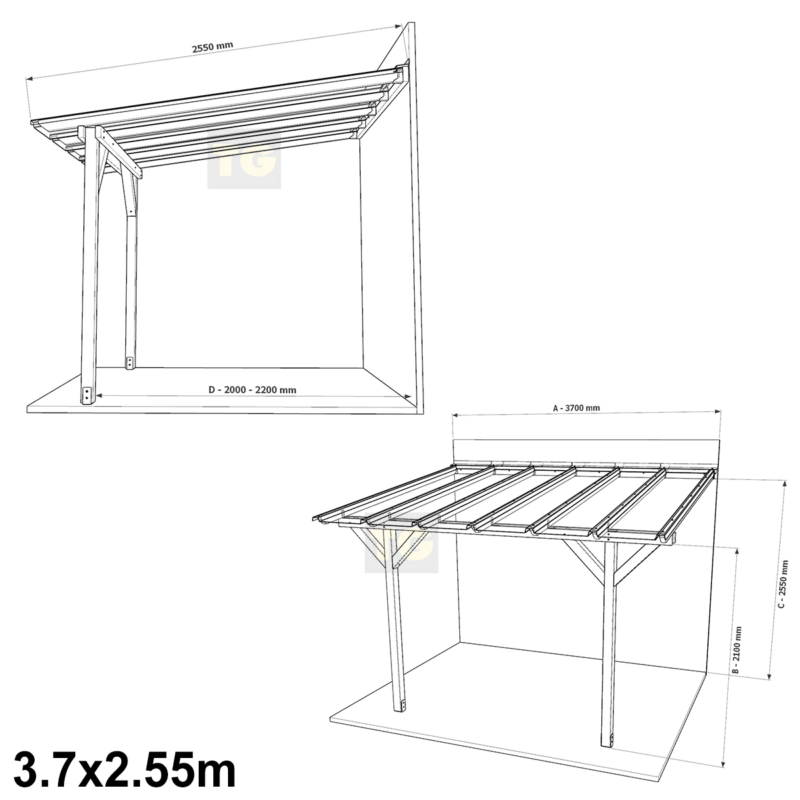Complete Self-Assembly Pergola SkyLite Kit With EZ-Glaze Polycarbonate Roofing Sheets