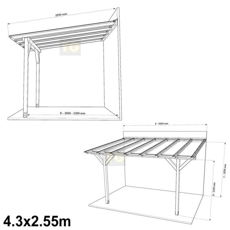 Complete Self-Assembly Pergola SkyLite Kit With EZ-Glaze Polycarbonate Roofing Sheets