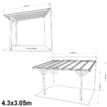 Complete Self-Assembly Lean-To Pergola SkyLite Kit With EZ Glaze Polycarbonate Roofing Sheets