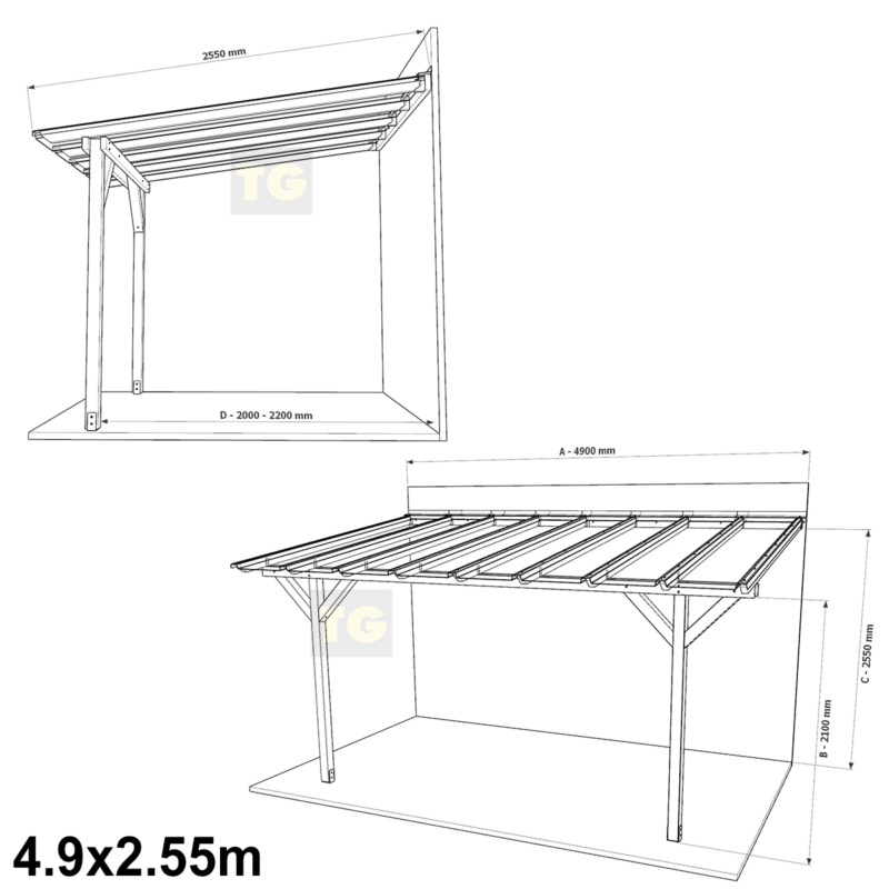 Complete Self-Assembly Pergola SkyLite Kit With EZ-Glaze Polycarbonate Roofing Sheets