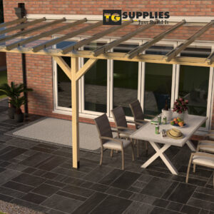 Complete Self-Assembly Lean-To Pergola SkyLite Kit With EZ Glaze Polycarbonate Roofing Sheets - from 5.5m up to 12.1 Wide