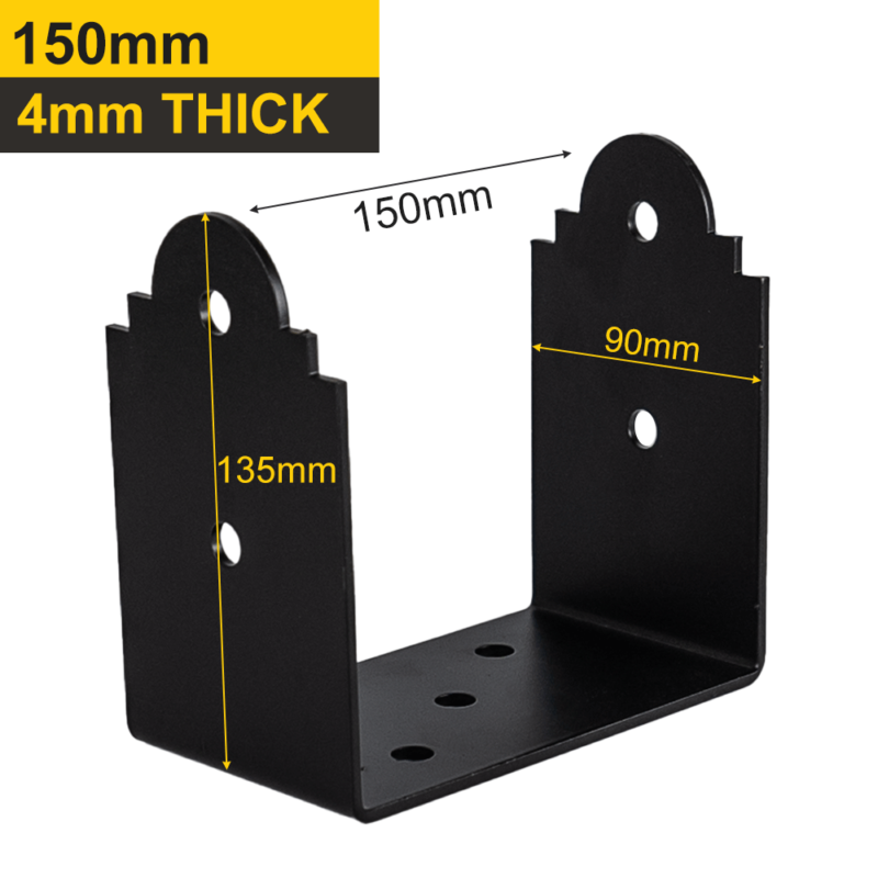 Heavy Duty Ornamental Black Bolt Down Pergola Post Support | Black Pergola Post Bracket | Ground Anchor | Fence Post Bracket