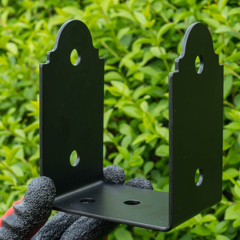 Heavy Duty Ornamental Black Bolt Down Pergola Post Support | Black Pergola Post Bracket | Ground Anchor | Fence Post Bracket