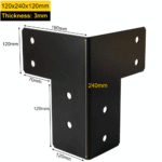 Heavy Duty Threeway BlackPergola Corner Bracket Connector | Pergola Corner Brace | Furniture Corner Bracket