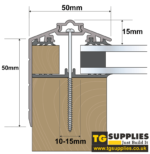 Rafter Supported 50mm Wide AluTGlaze® Aluminium Gable End Finishing Profile Glazing Bar For Polycarbonate Sheets and Glass With Concealed Fixings