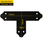 Black Ornamental Tee Bracket Brace | T Shape Pergola Connector | Black Tee Plates | T Brackets