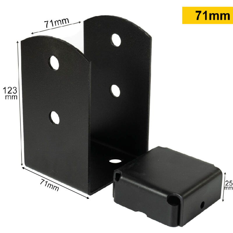 Black Down Post Pergola Post Support With A Spacer | Pergola Post Bracket | Post Ground Anchor | Fence Post Bracket