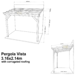 Complete Self-Assembly Lean-To Pergola Vista  Kit With Corrugated Roofing Sheets - up to 5.12m Wide