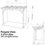 Complete Self-Assembly Lean-To Pergola Vista  Kit With Corrugated Roofing Sheets - up to 5.12m Wide