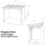 Complete Self-Assembly Lean-To Pergola Vista  Kit With Corrugated Roofing Sheets - up to 5.12m Wide