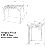 Complete Self-Assembly Lean-To Pergola Vista  Kit With Corrugated Roofing Sheets - up to 5.12m Wide