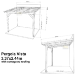 Complete Self-Assembly Lean-To Pergola Vista  Kit With Corrugated Roofing Sheets - up to 5.12m Wide