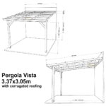 Complete Self-Assembly Lean-To Pergola Vista  Kit With Corrugated Roofing Sheets - up to 5.12m Wide