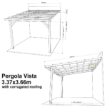 Complete Self-Assembly Lean-To Pergola Vista  Kit With Corrugated Roofing Sheets - up to 5.12m Wide