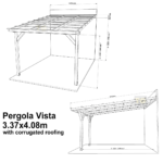 Complete Self-Assembly Lean-To Pergola Vista  Kit With Corrugated Roofing Sheets - up to 5.12m Wide