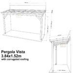 Complete Self-Assembly Lean-To Pergola Vista  Kit With Corrugated Roofing Sheets - up to 5.12m Wide