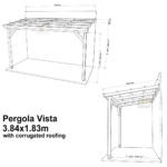 Complete Self-Assembly Lean-To Pergola Vista  Kit With Corrugated Roofing Sheets - up to 5.12m Wide