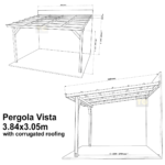 Complete Self-Assembly Lean-To Pergola Vista  Kit With Corrugated Roofing Sheets - up to 5.12m Wide