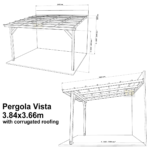 Complete Self-Assembly Lean-To Pergola Vista  Kit With Corrugated Roofing Sheets - up to 5.12m Wide