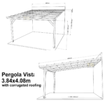 Complete Self-Assembly Lean-To Pergola Vista  Kit With Corrugated Roofing Sheets - up to 5.12m Wide