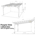 Complete Self-Assembly Lean-To Pergola Vista  Kit With Corrugated Roofing Sheets - up to 5.12m Wide