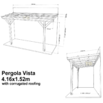 Complete Self-Assembly Lean-To Pergola Vista  Kit With Corrugated Roofing Sheets - up to 5.12m Wide