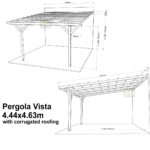 Complete Self-Assembly Lean-To Pergola Vista  Kit With Corrugated Roofing Sheets