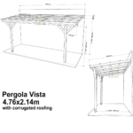 Complete Self-Assembly Lean-To Pergola Vista  Kit With Corrugated Roofing Sheets