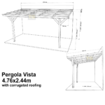 Complete Self-Assembly Lean-To Pergola Vista  Kit With Corrugated Roofing Sheets