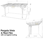 Complete Self-Assembly Lean-To Pergola Vista  Kit With Corrugated Roofing Sheets