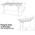 Complete Self-Assembly Lean-To Pergola Vista  Kit With Corrugated Roofing Sheets