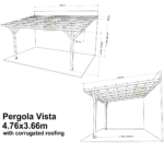 Complete Self-Assembly Lean-To Pergola Vista  Kit With Corrugated Roofing Sheets