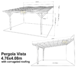 Complete Self-Assembly Lean-To Pergola Vista  Kit With Corrugated Roofing Sheets