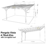 Complete Self-Assembly Lean-To Pergola Vista  Kit With Corrugated Roofing Sheets