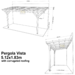 Complete Self-Assembly Lean-To Pergola Vista  Kit With Corrugated Roofing Sheets