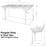 Complete Self-Assembly Lean-To Pergola Vista  Kit With Corrugated Roofing Sheets