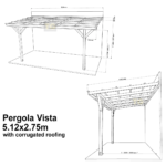 Complete Self-Assembly Lean-To Pergola Vista  Kit With Corrugated Roofing Sheets